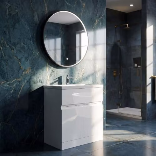 Balterley Round LED Bathroom Mirror with Demister and Touch Sensor, Black, W/D/H: 60 x 60 x 1 cm – 4