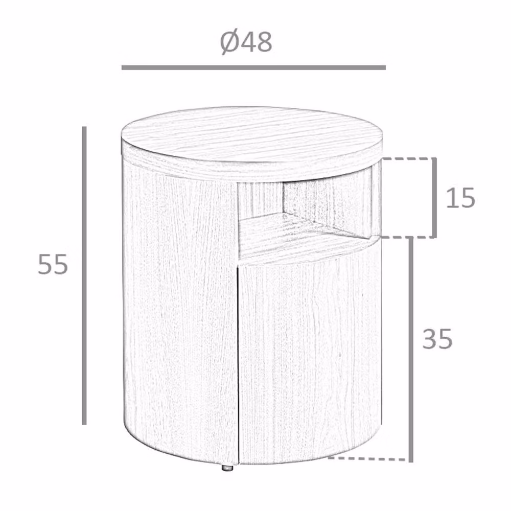 Angel Cerda Walnut Bedside Table in Brown with Soft-Close Drawer, W/D/H: 48 x 48 x 55 cm – 8