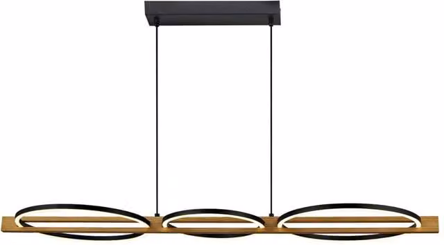 Netlighting Natano Bar Pendant Ceiling Light in Black with 3x Warm White LED Bulbs