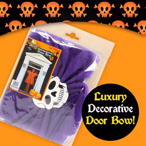 VFM e-Store Purple Halloween Hanging Door Bow with Skull Decorations – 6