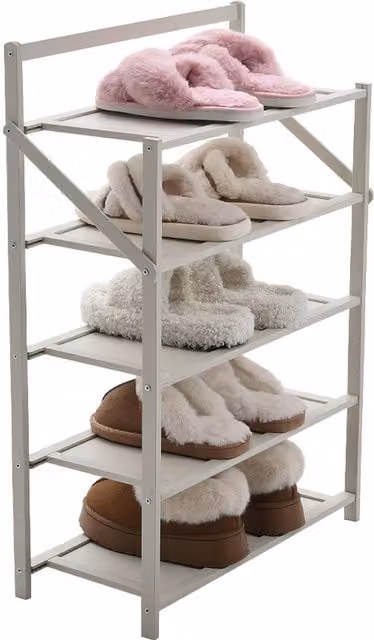 Garden Sanctuary White Bamboo Foldable Shoe Rack 75cm