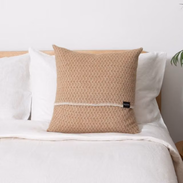 Native Natural Hoop Beige Wool Square Cushion Cover W/D/H: 45 x 45 x 45 cm