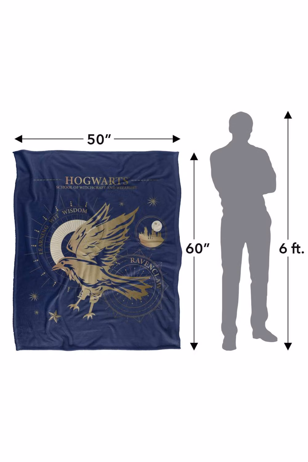 Warner Bros. Harry Potter Ravenclaw Learning, Wit, Wisdom Super Soft Fleece Throw Blanket, Multicolour, W/D/H: 152 x 127 cm – 7