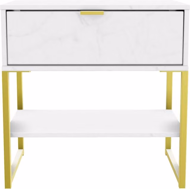 Ready Assembled 2 U Tamworth Single 1 Drawer Bedside Cabinet in Off-White