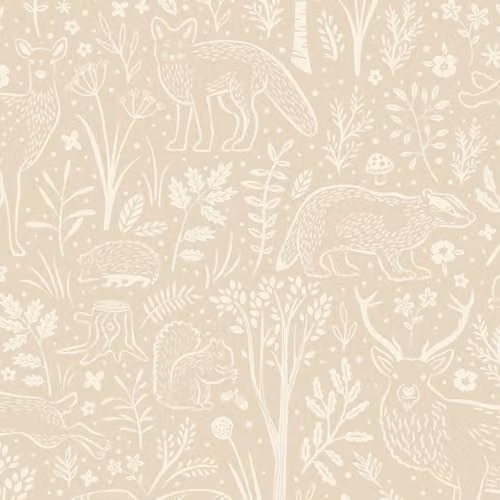 Grandeco Native Woodland Animals Nursery Textured Wallpaper, Green, Blue and Beige