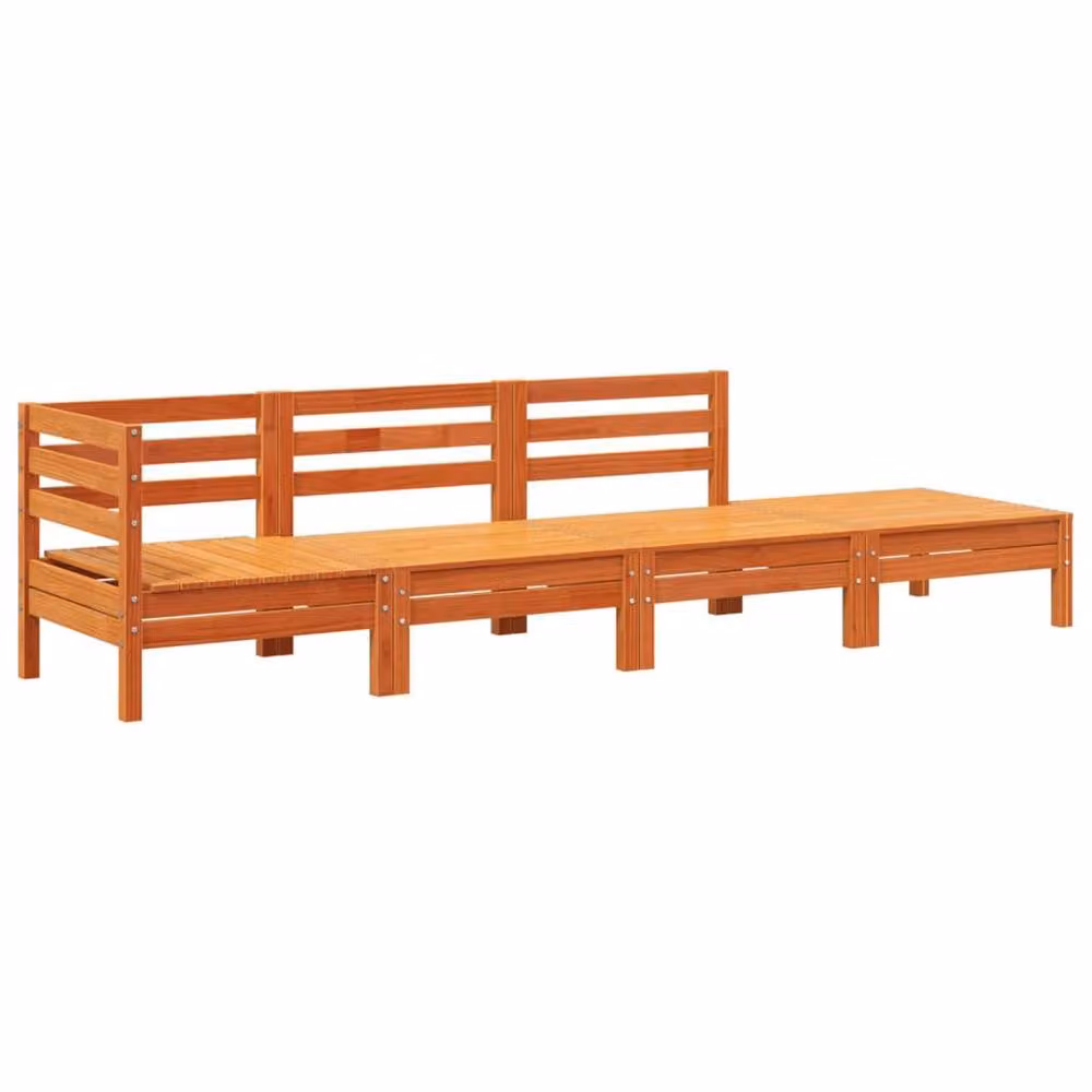 Berkfield Home 4-Seater Garden Sofa in Brown Solid Wood – 2