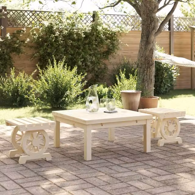Berkfield Home Set of 2 Rustic Brown Solid Wood Fir Garden Footstools