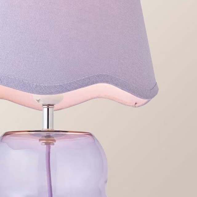 ValueLights Lolly Lilac Glass Bubble Table Lamp with Scallop Shade and Bulb – 1