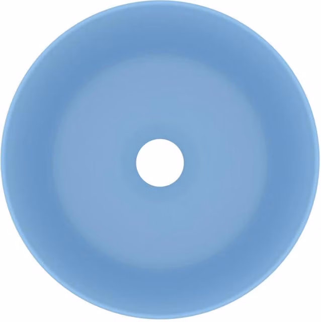 Berkfield Home Luxury Round Ceramic Wash Basin in Matt Light Blue, W: 40 cm, D: 40 cm, H: 15 cm – 1