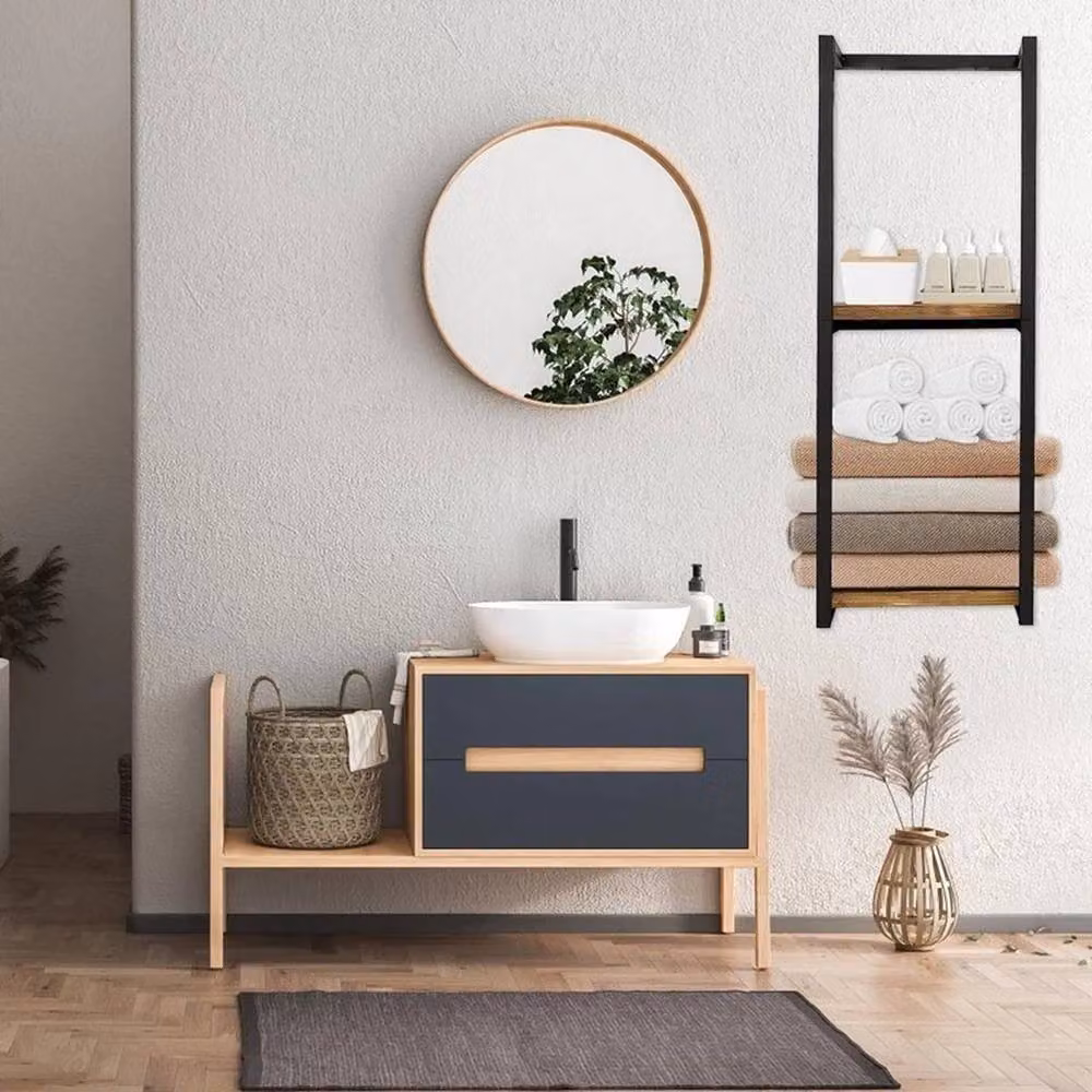 EONLION 2 Tier Wall Mounted Black Towel Storage Rack – 2