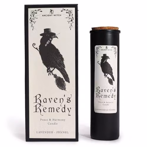 Serenityy Ancient Wisdom Raven's Remedy Ritual Pillar Candle in Black and Multicolour – 1