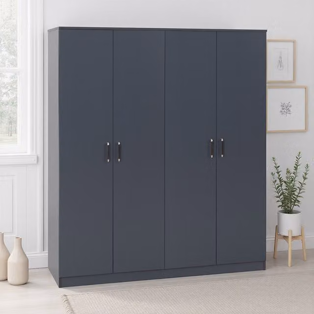 Seconique Dakota 4 Door Wardrobe in Matt Grey