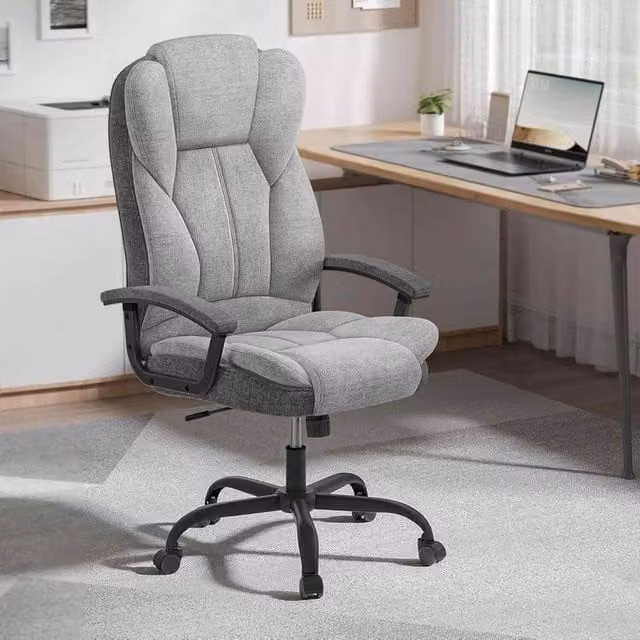 The Bazaarist Executive Office Chair with Adjustable Tilt and Armrests in Grey and Black