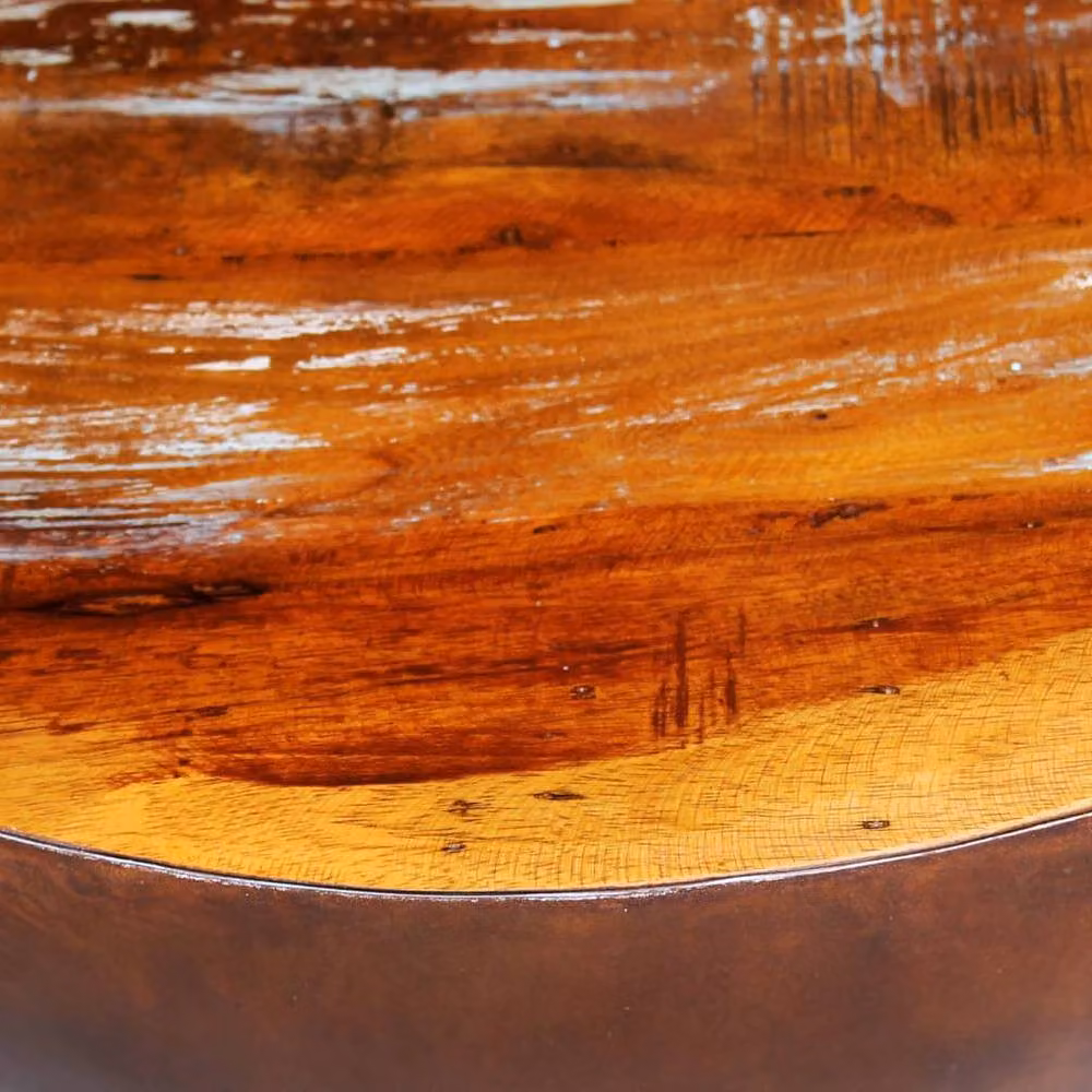 Berkfield Home Beautiful Bowl-shaped Coffee Table with Solid Reclaimed Wood and Steel Base in Brown and Multicolour, W/D/H: 60 x 28 x 28 cm – 3