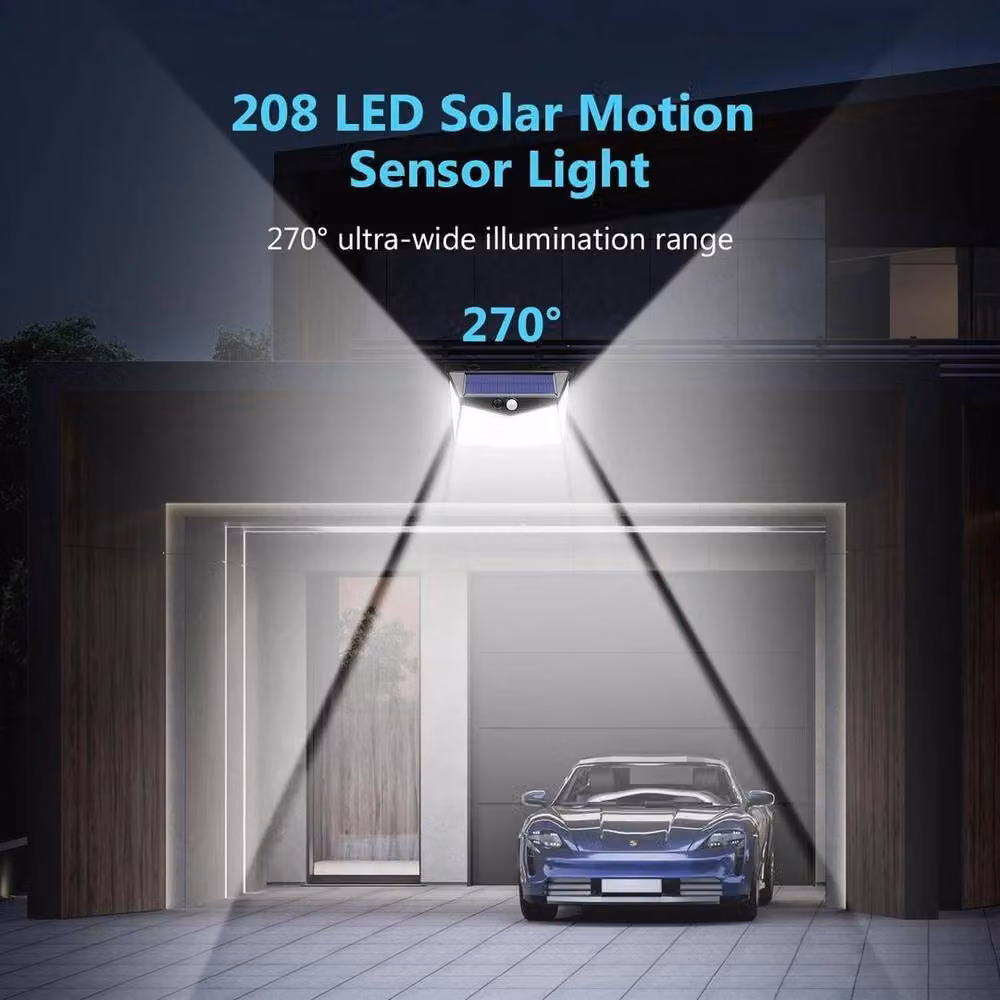 FLAVORA 4 Pack Solar LED Outdoor Garden Security Wall Lights with PIR Motion and Dusk Sensors in Black – 6