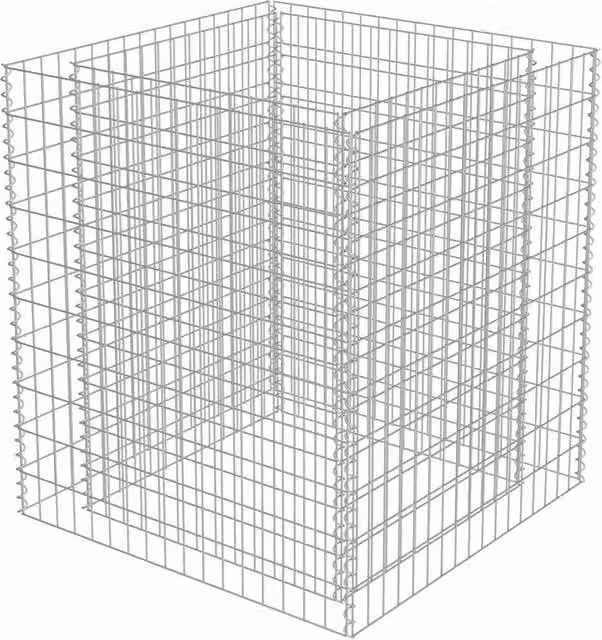 Berkfield Home Durable Galvanised Steel Gabion Raised Bed, Silver, W/D/H: 90 x 90 x 100 cm