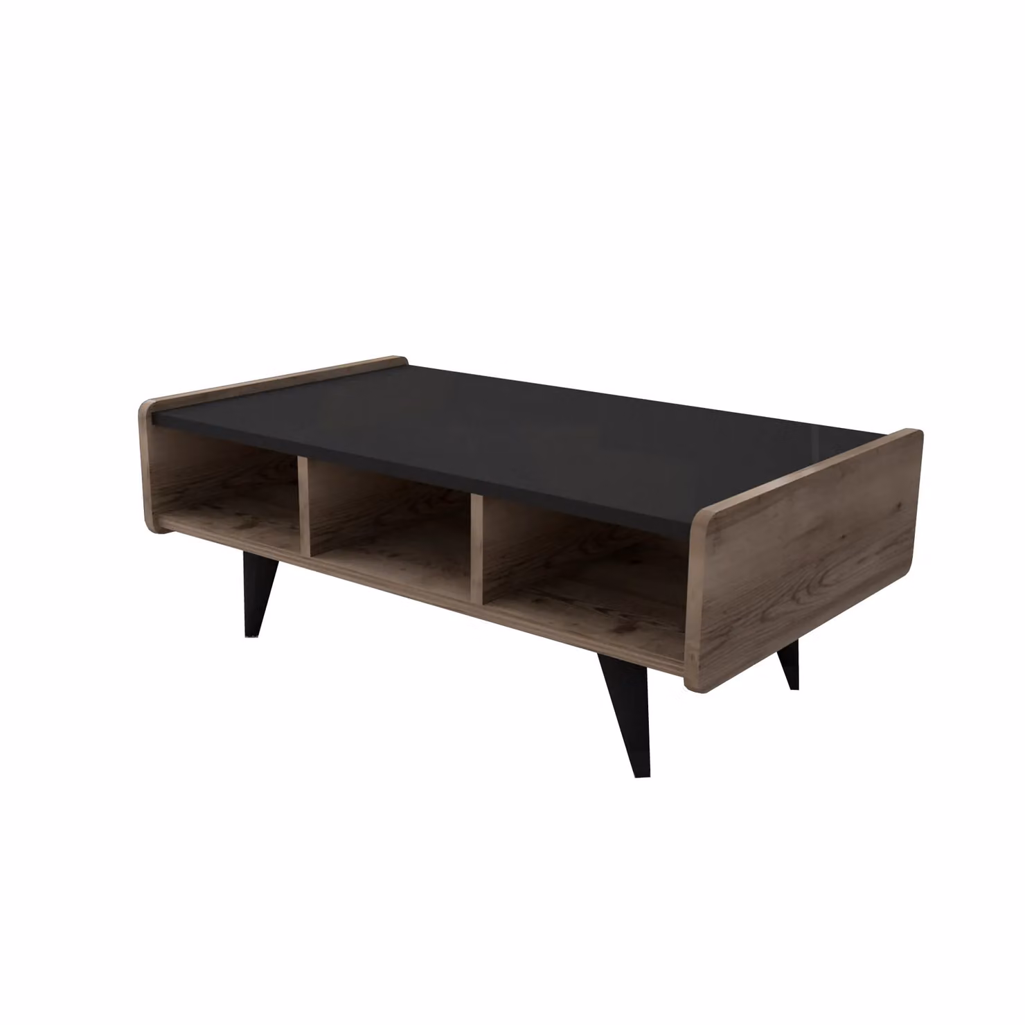 Destina Home Farelle Modern Coffee Table with Storage Shelves, Dark Brown, H 40 x W 90 x D 56 cm – 2