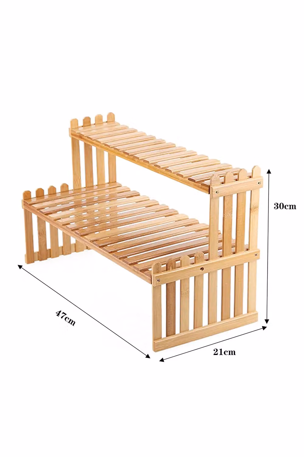 Living and Home 2 Tier Decorative Wood Plant Stand Display Shelf in Natural Brown – 2