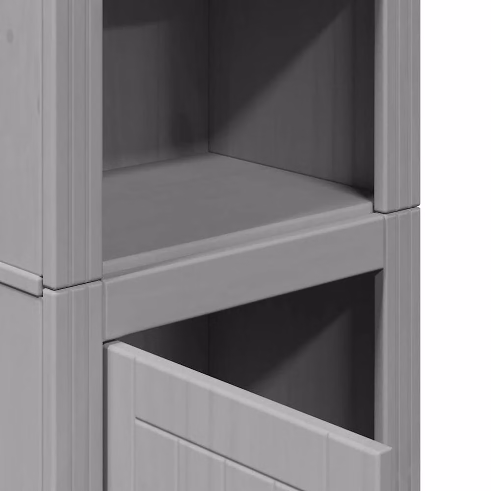 Berkfield Home BODO Grey Bathroom Cabinet with Hinged Doors and Open Shelf, W/D/H: 44 x 30 x 160 cm – 4