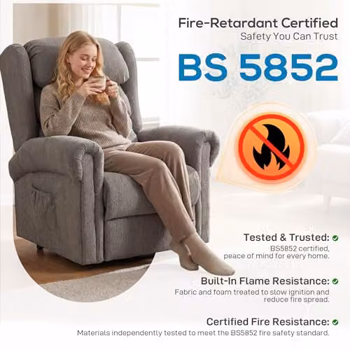 HOMCOM Electric Power Lift Recliner Chair for Seniors in Grey Fabric – 7