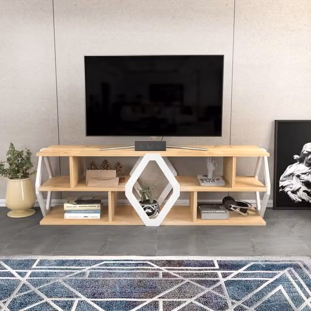 Decorotika Modern Erisa TV Unit in White and Brown