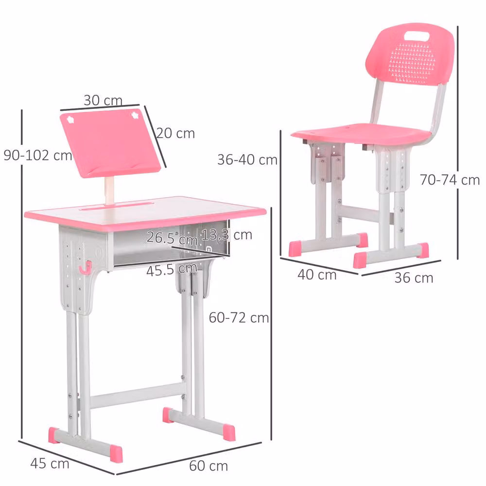 STILVORA Kids Adjustable Desk and Chair Set with Storage, Pink – 2
