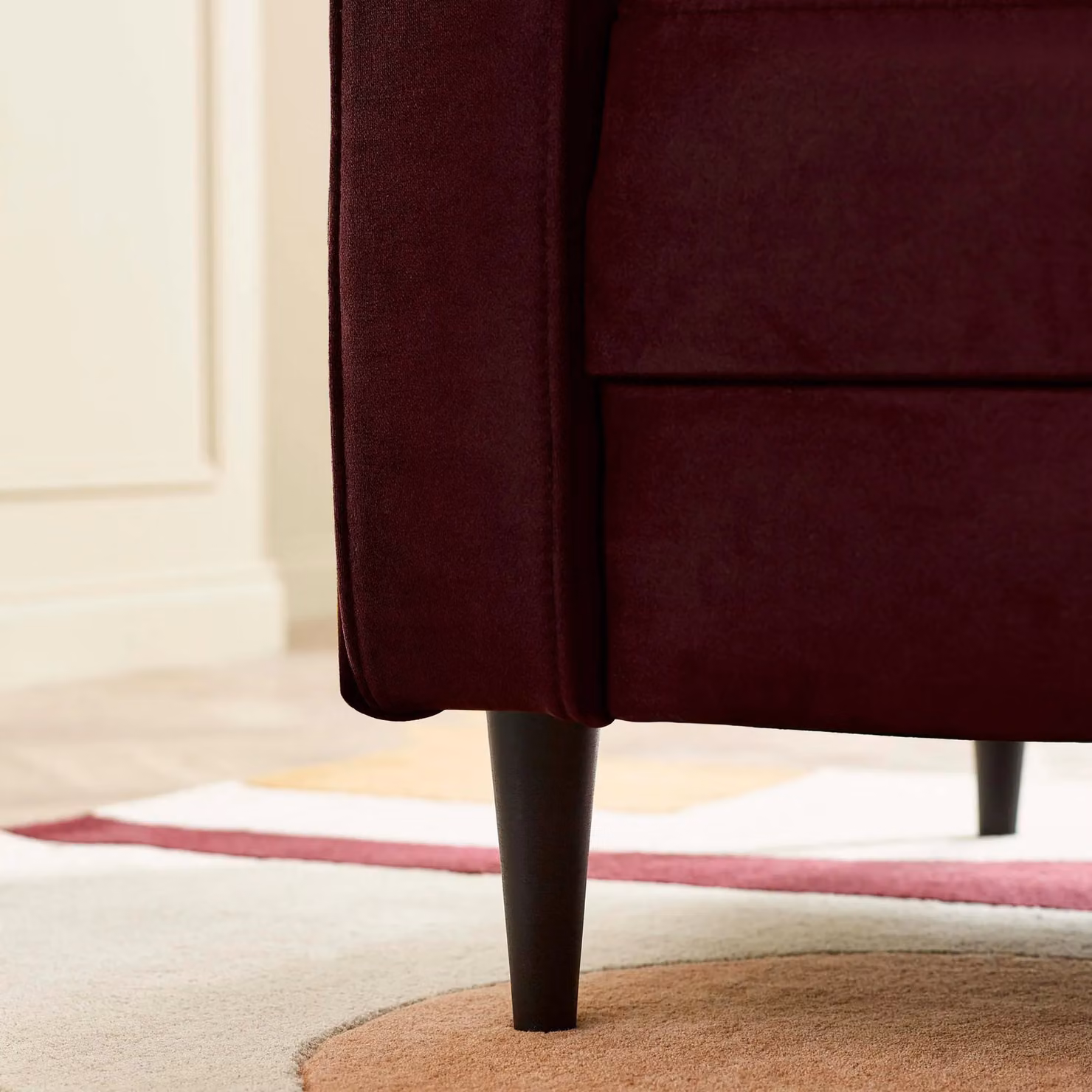 FurnitureboxUK Jade 2-Seater Soft Touch Velvet Sofa with Solid Wood Frame in Maroon – 4