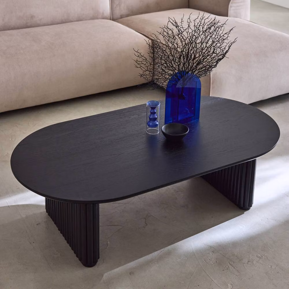 sweeek Oval Coffee Table in Black Oak Veneer and Rubberwood, W/D/H: 65 x 35 x 12 cm – 3