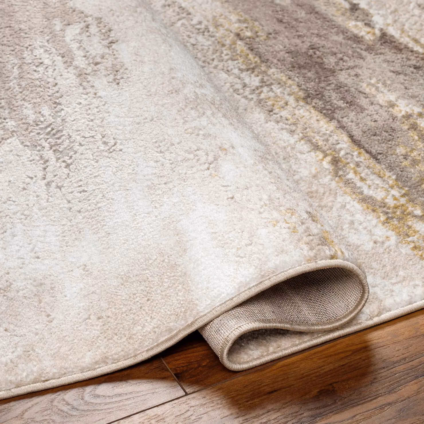 Livabliss San Francisco Abstract Modern Marble Living and Dining Rug in Grey, Yellow, and Brown, W: 160 cm, D: 215 cm – 3