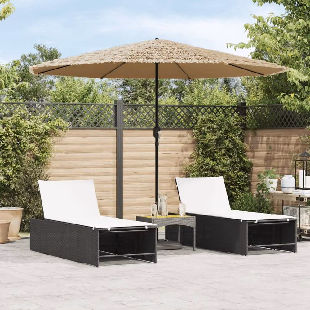 Berkfield Home Durable Garden Parasol with LEDs and Steel Pole, Brown, W/D/H: 324 x 324 x 247 cm – 2