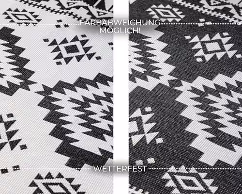 ELLE Decoration Reversible Oriental Indoor and Outdoor Polypropylene Rug in Black, W: 120 cm x L: 170 cm – 3