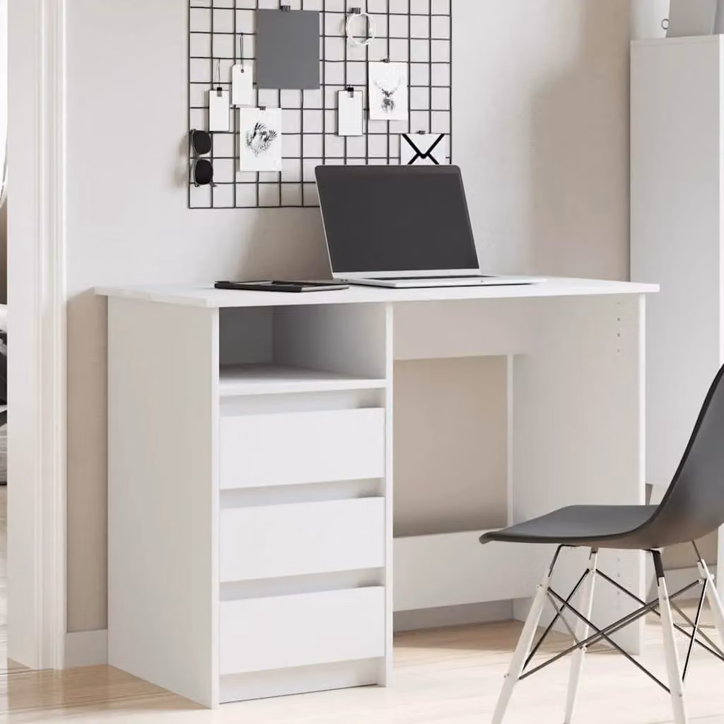 Berkfield White Writing Desk in Engineered Wood, W/D/H: 102 x 50 x 75 cm – 2