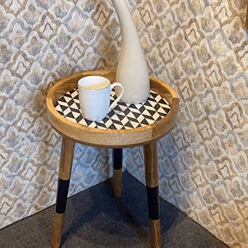 Hartsmede Handmade Round Mango Wood Side Table in Black with Detachable Legs – 6