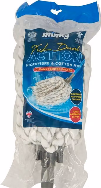 Minky Dual Action Microfibre Mop XL in Blue and White