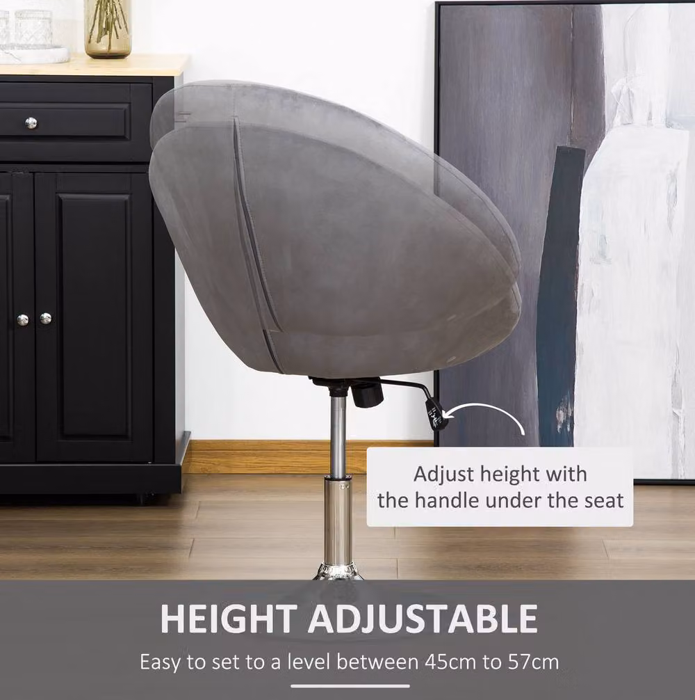 STILVORA Grey Velvet Adjustable Height Vanity Chair with Metal Frame – 4