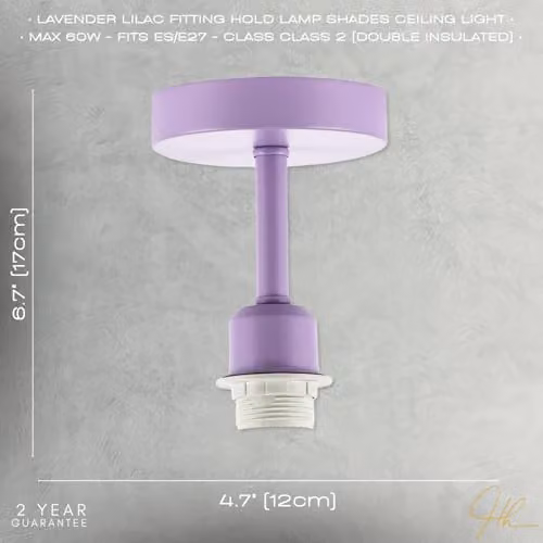Happy Homewares Lavender Lilac Industrial Style Ceiling Light Fitting, W/D/H: 12 x 12 x 17 cm – 3