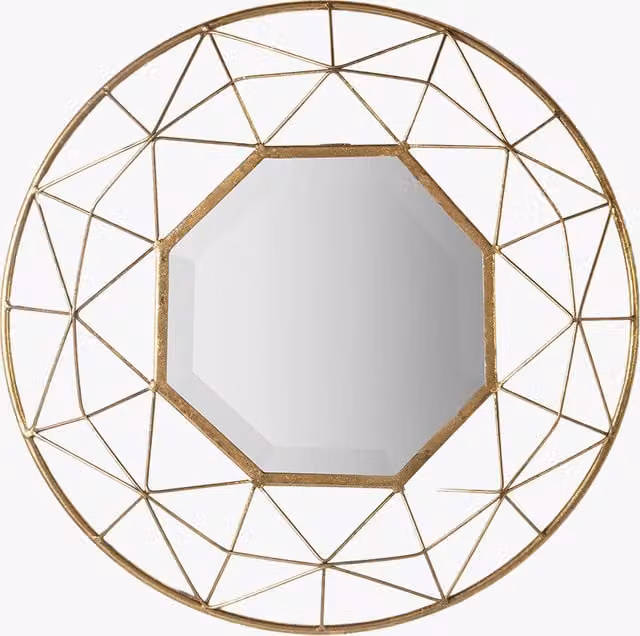 Perch & Parrow Aries Round Gold Geometric Wall Mirror