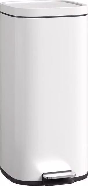 HOMCOM 30L Pedal Kitchen Bin with Soft-Close Lid and Removable Inner Bucket, Beige/White – 1