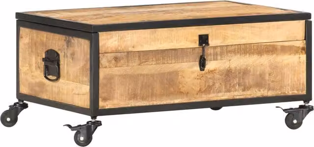 Berkfield Home Industrial Mango Wood Coffee Table in Brown, W/D/H: 70 x 50 x 33 cm