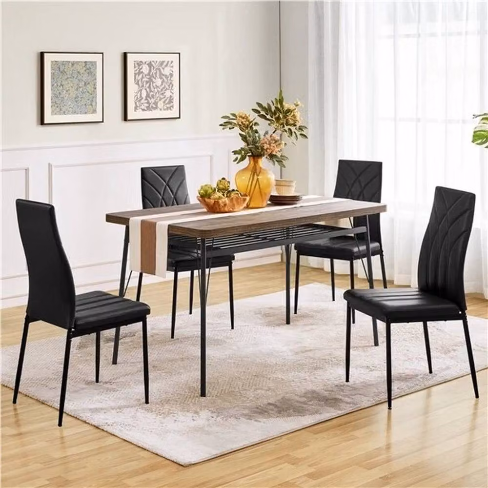 KORVIXA Black Faux Leather Dining Chairs for your Kitchen or Dining Room, W/D/H: 100 x 100 x 100 cm – 5