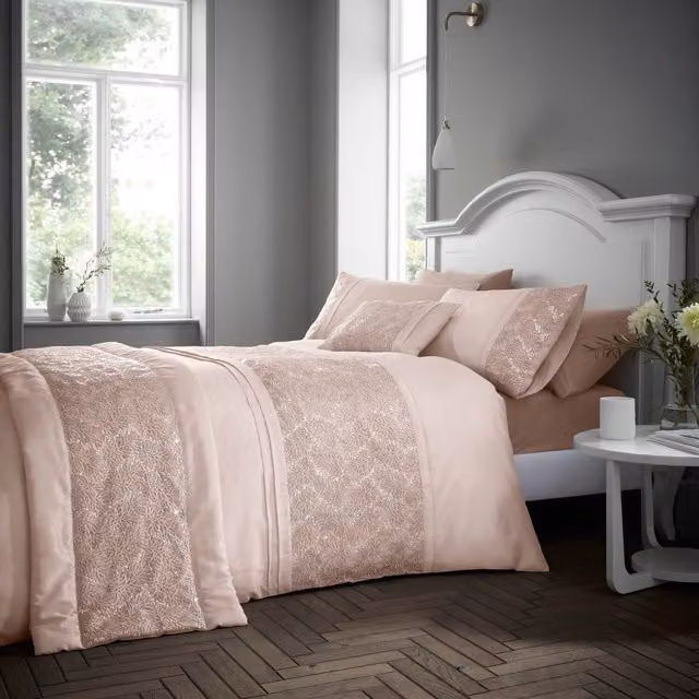 Portfolio Home Rouen Duvet Cover and Pillowcase Set, Pink, 200 x 200 cm