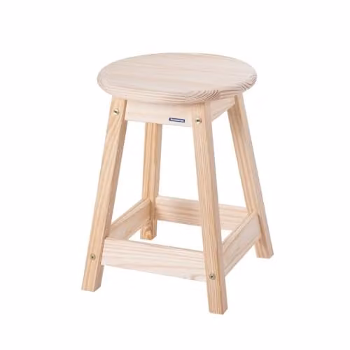 Tramontina Natural Pine Wood Stool, Brown, Diameter: 33 cm, Height: 46.5 cm