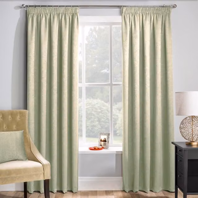Enhanced Living Matrix Green Thermal Blockout Tape Top Curtains, W: 168 cm, D: 229 cm – 1