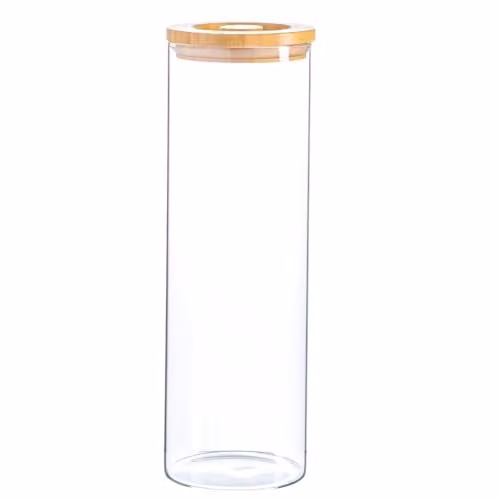 Argon Tableware Scandi Airtight Glass Storage Jar with Wooden Lid, 2 l, Transparent – 1