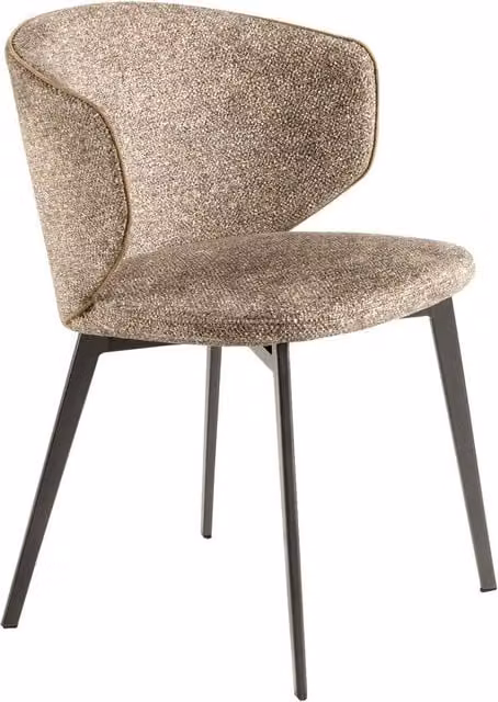 Angel Cerda Brown Marbled Fabric Dining Chair with Anthracite Metal Legs – 1
