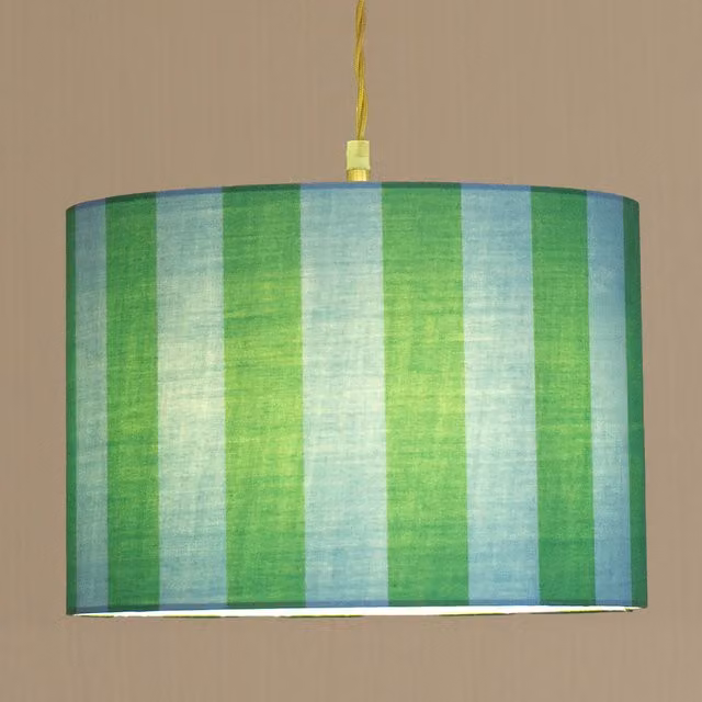 ValueLights Callie Large Colour Clash Round Fabric Ceiling Drum Lamp Shade and LED Bulb in Blue and Multicolour