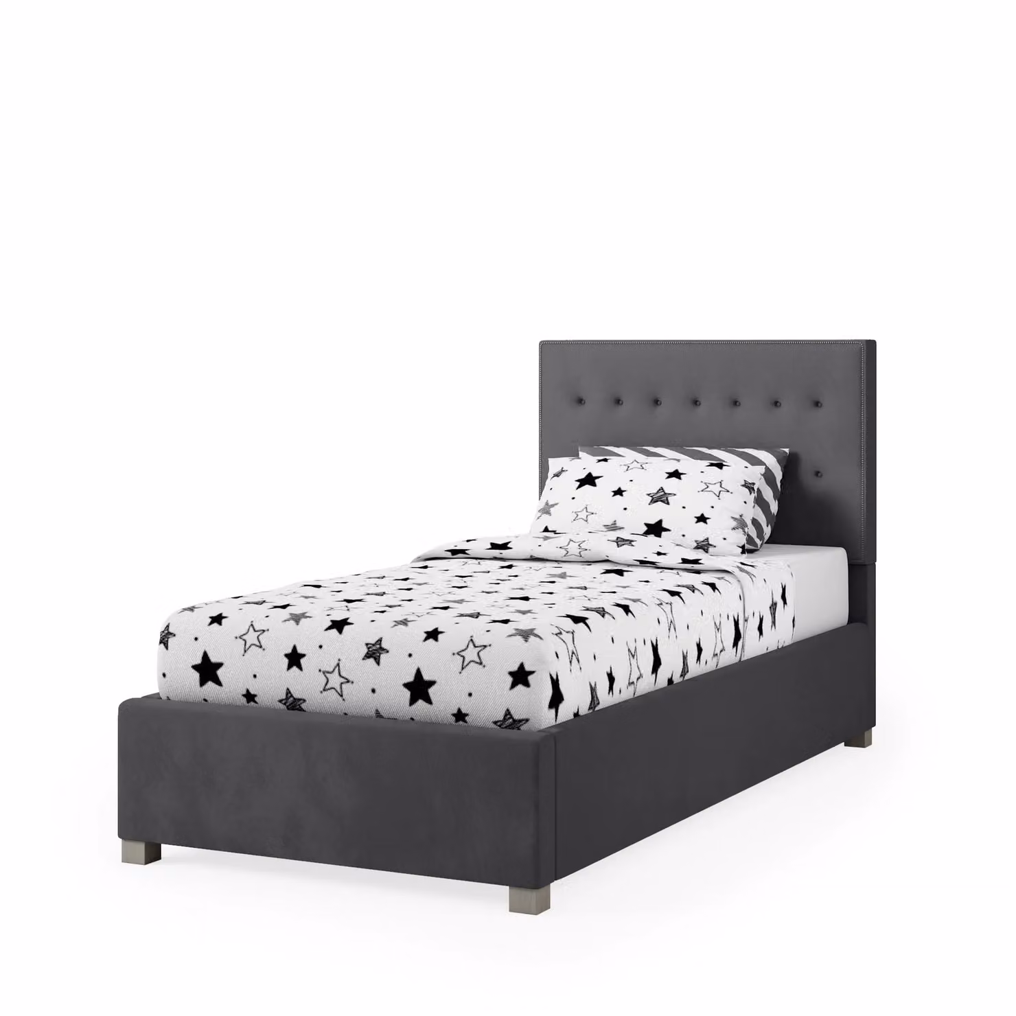Rest Relax Amelia Grey Fabric Upholstered Single Ottoman Bed with Lift Up Base, W/D/H: 90 x 200 cm – 2