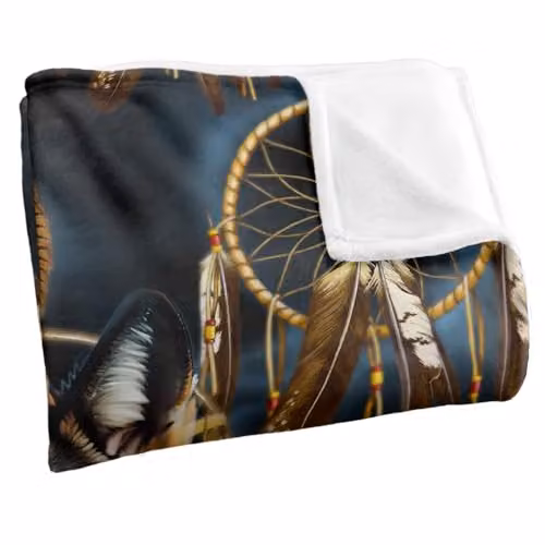 JQ Licensing Dreamcatcher Wolf Silky Touch Super Soft Throw Blanket, White, W/D/H: 152 x 127 cm – 2