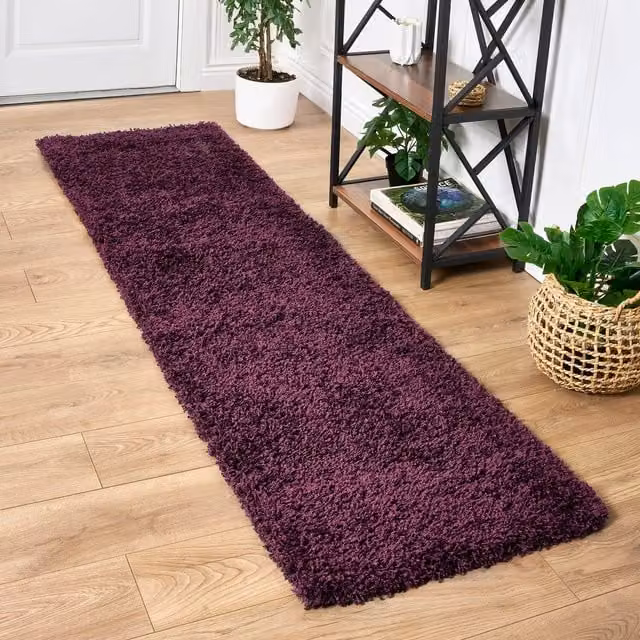 Bravich California Shaggy Rug in Purple, W: 60 cm, L: 230 cm