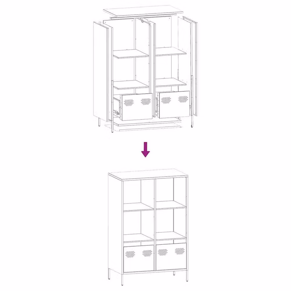 Berkfield Home Mustard Yellow Steel Highboard W: 68 cm, D: 39 cm, H: 103.5 cm – 5